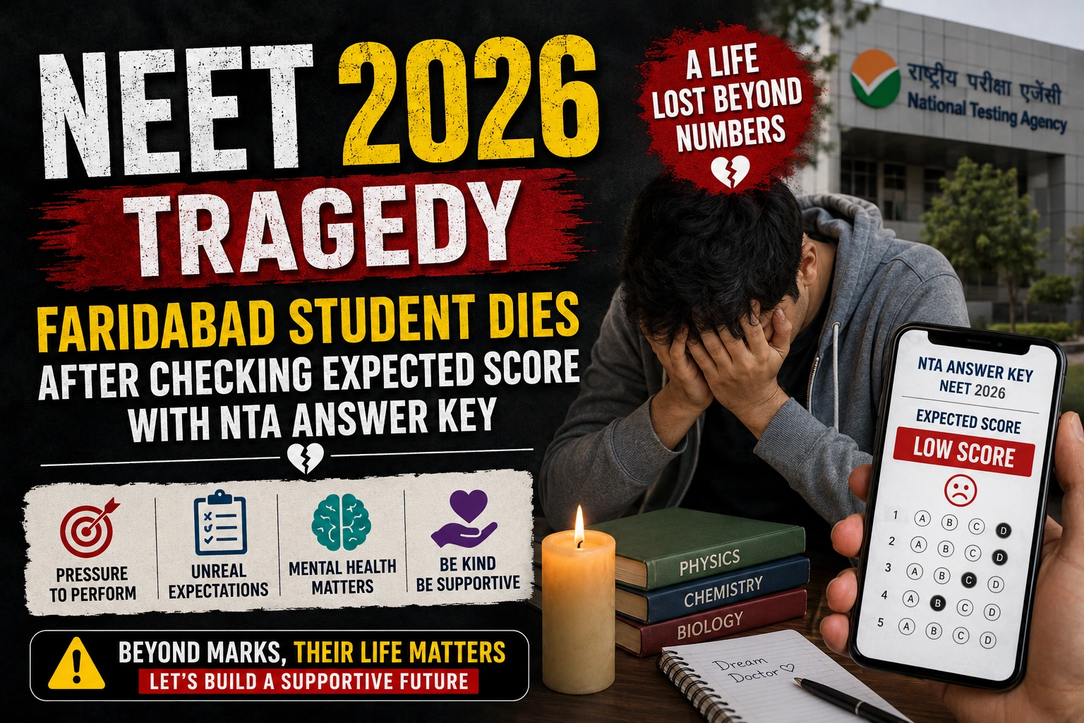 NEET 2026 Tragedy-Faridabad Student Dies After Checking Expected Score With NTA Answer Key